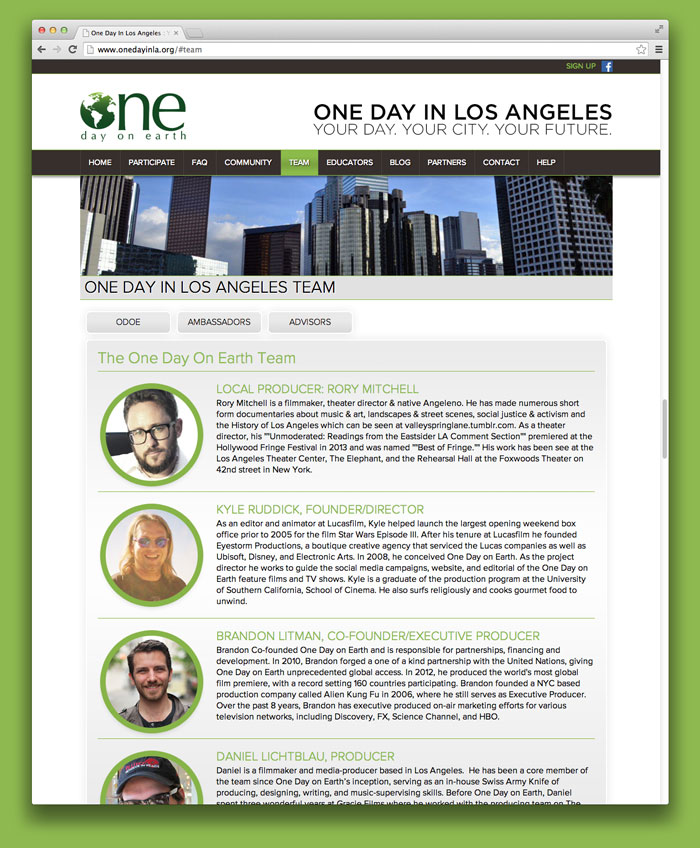 One day on earth website film